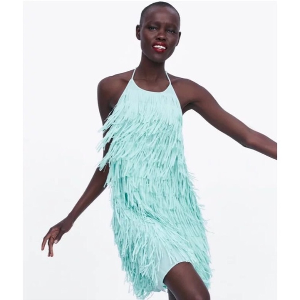 Zara Women's Fringed Short Flapper Dress Size M